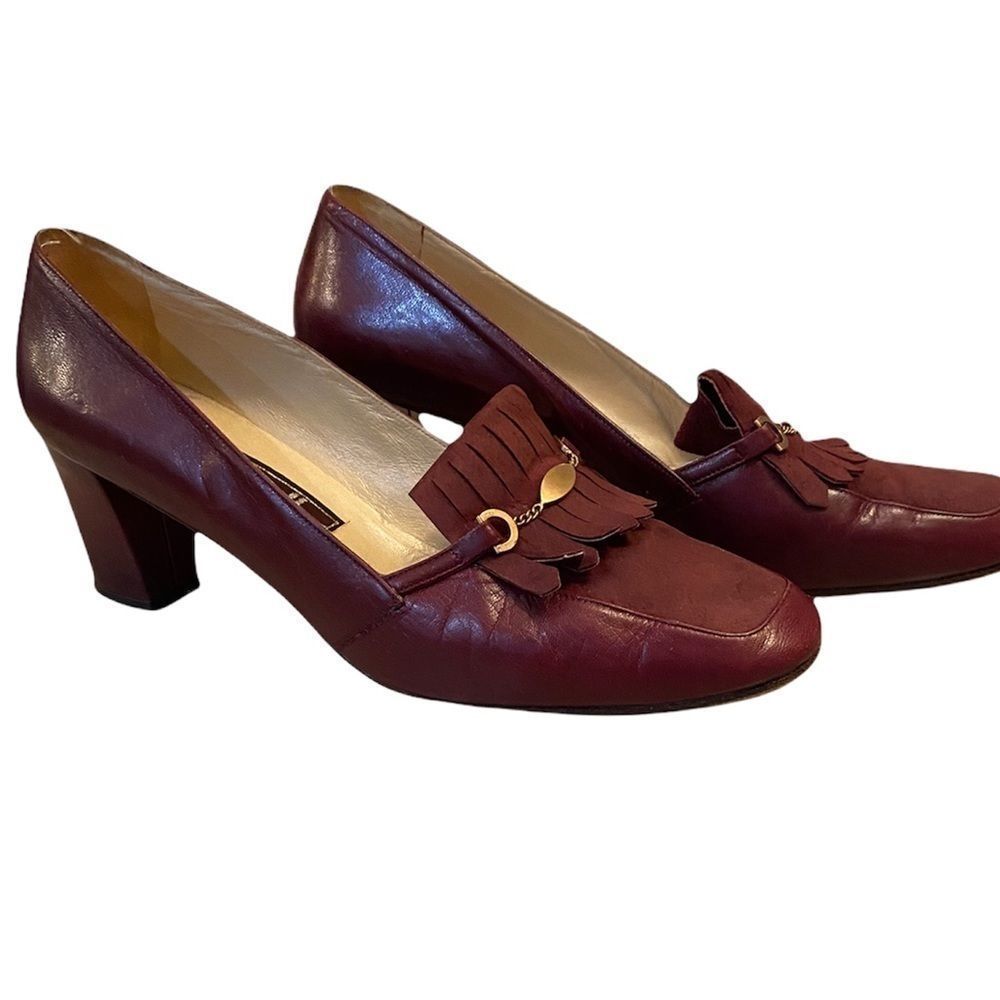 Vintage Vero Cuoio heeled shoes leather with a touch of suede size 39 Heel 2.5”